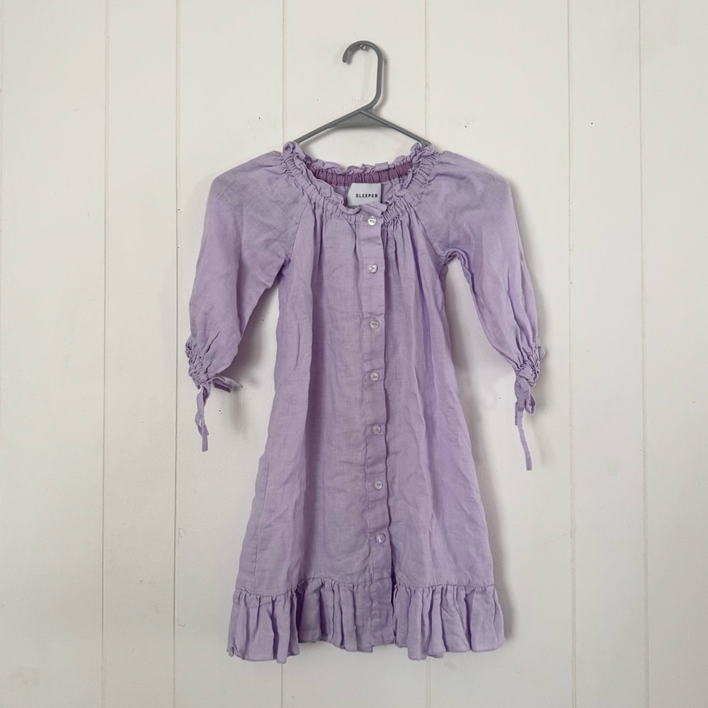 Sleeper Girl's Linen Petit Dress in Lavender sz 2 Fits 5-8Y Mommy Matching